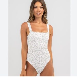 H&M Jersey Thong Bodysuit size Medium Print is lavender small flowers